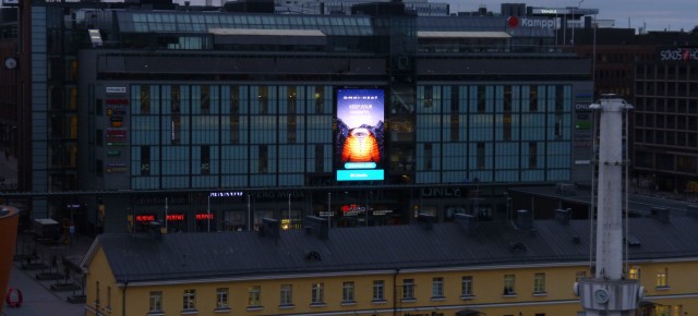 Kamppi shopping center screen shines bright across Helsinki Kamppi shopping center screen shines bright across Helsinki