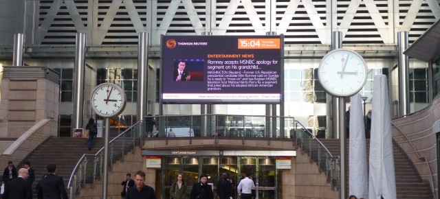 LED Screen keeps Canary Wharf up to date LED Screen keeps Canary Wharf up to date